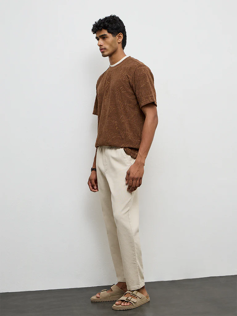 ETA Brown Botanical Textured Relaxed-Fit T-Shirt - Image 2