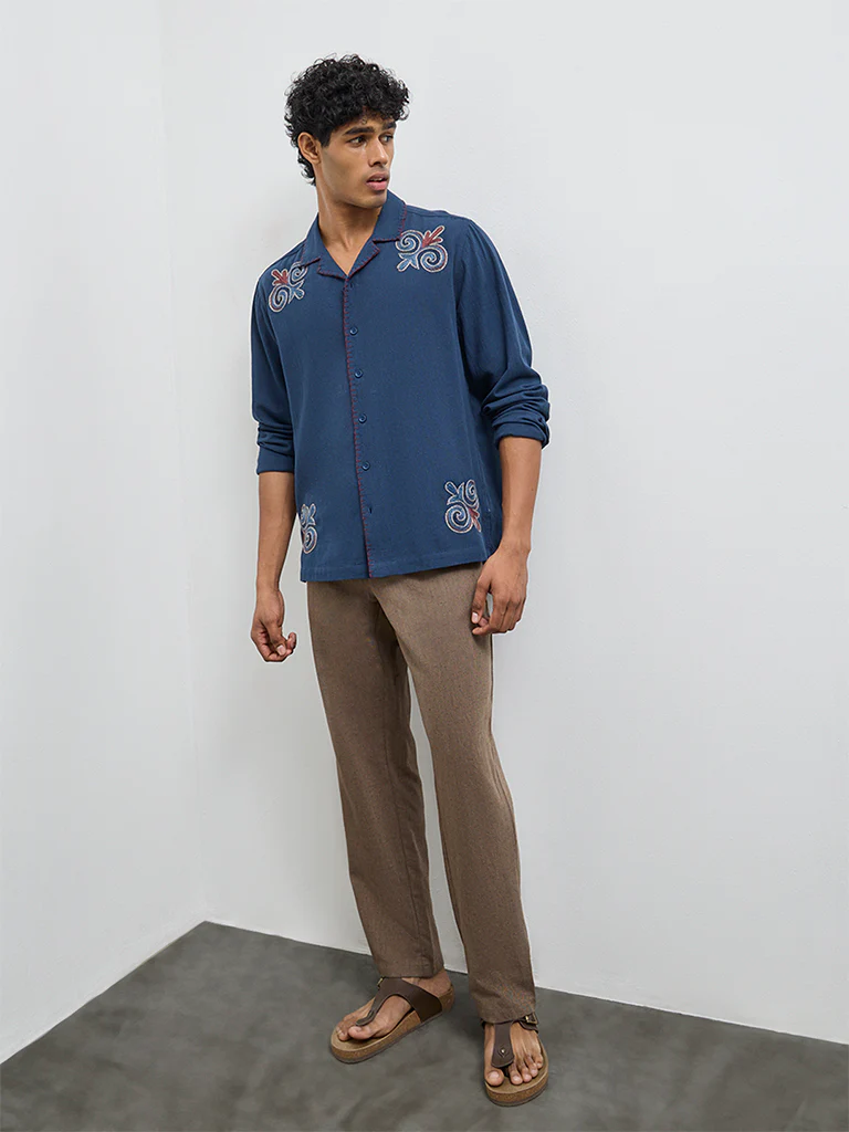 ETA Brown Embroidered Relaxed-Fit Cotton Jacket - Image 2