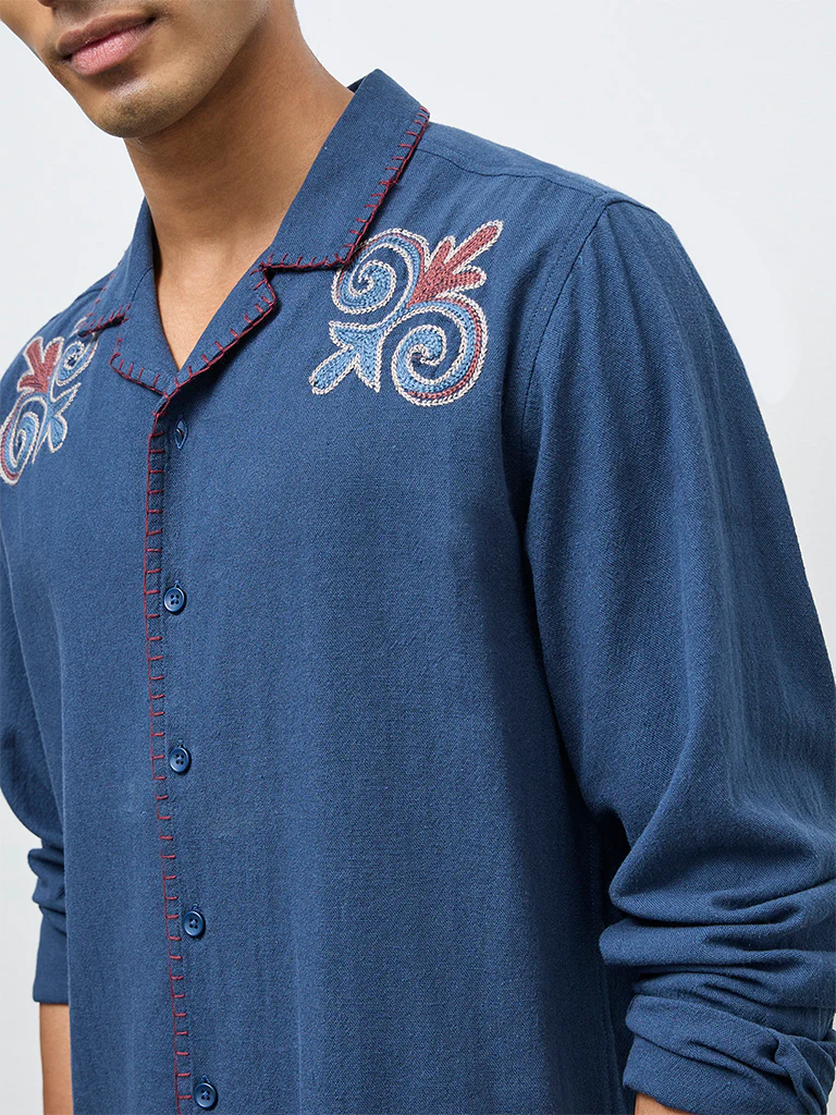 ETA Brown Embroidered Relaxed-Fit Cotton Jacket - Image 3