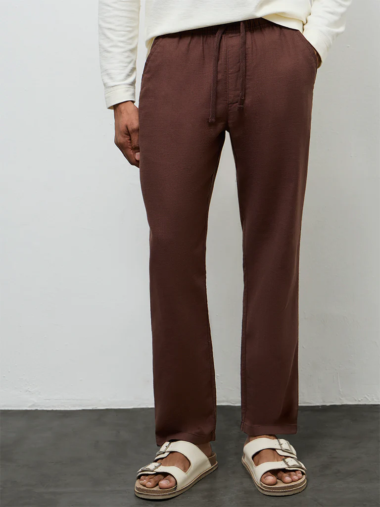ETA Brown Relaxed-Fit Mid-Rise Cotton Chinos - Image 2