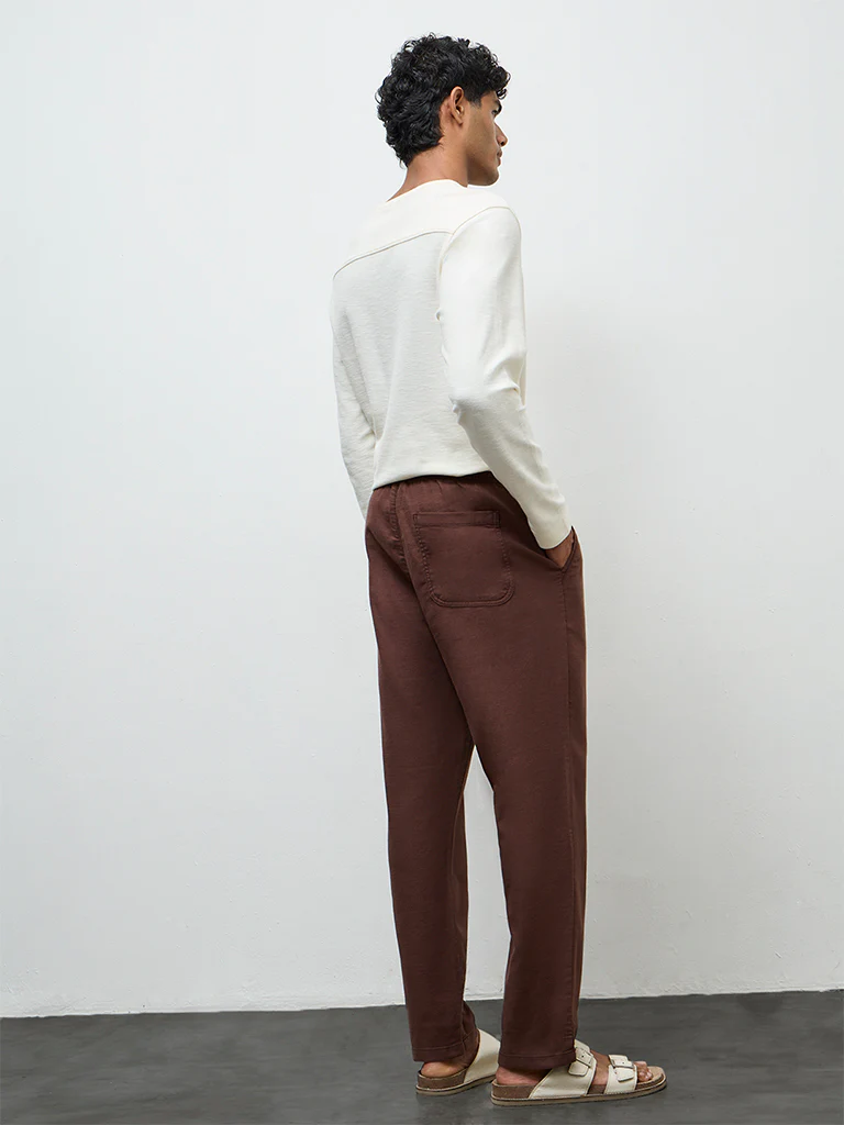 ETA Brown Relaxed-Fit Mid-Rise Cotton Chinos - Image 4