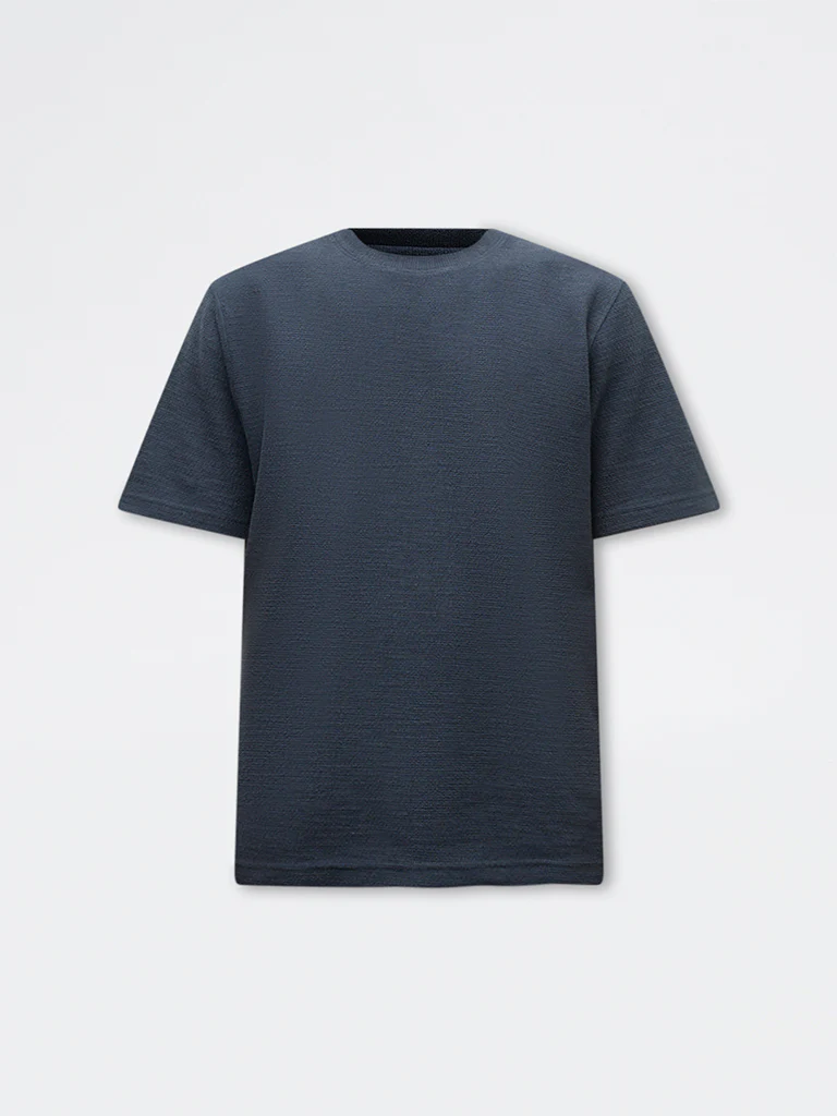 ETA Charcoal Textured Relaxed-Fit Cotton-Blend T-Shirt - Image 5