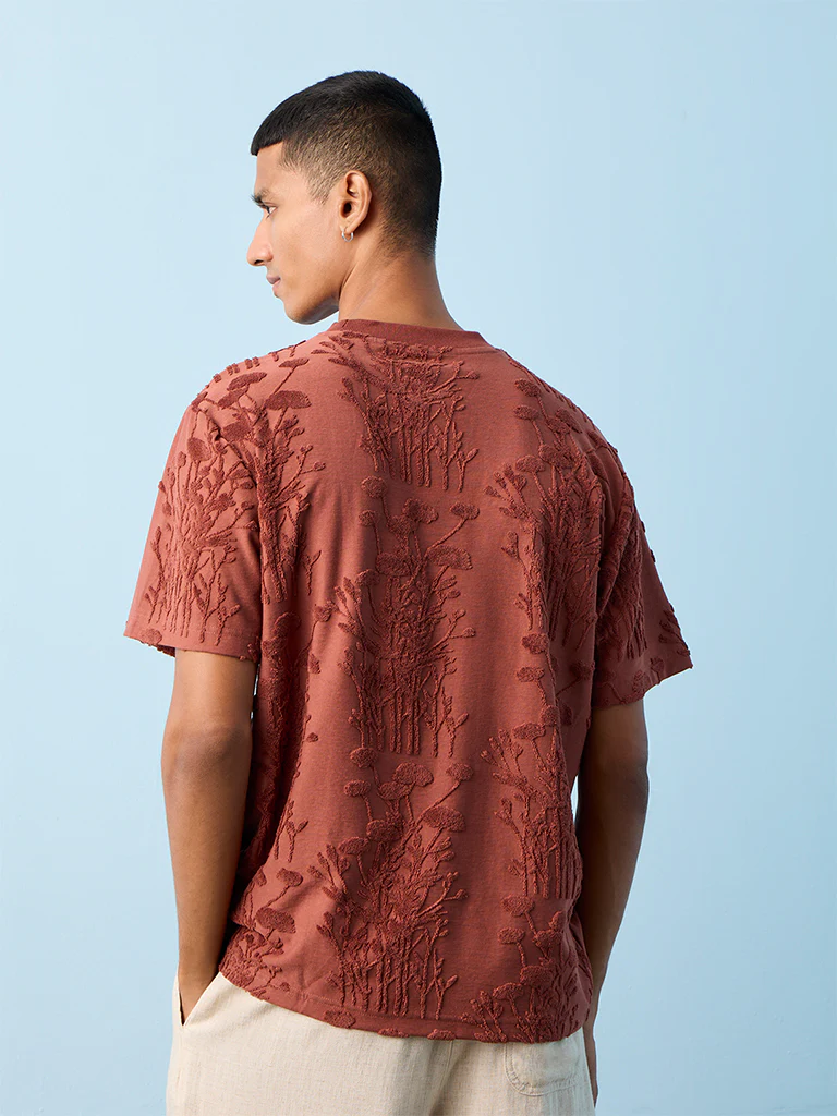 ETA Coral Botanical Textured Relaxed-Fit Cotton-Blend T-Shirt - Image 5
