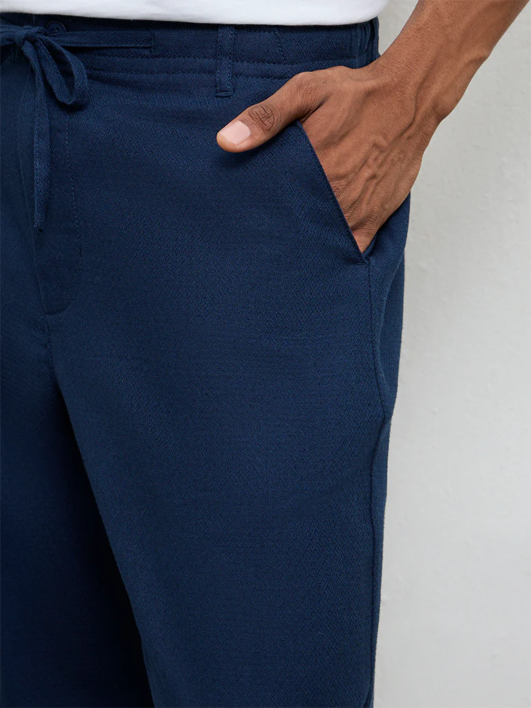 ETA Dark Blue Relaxed-Fit Mid-Rise Cotton-Blend Chinos - Image 4