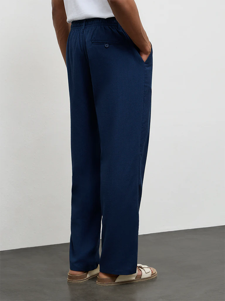 ETA Dark Blue Relaxed-Fit Mid-Rise Cotton-Blend Chinos - Image 5