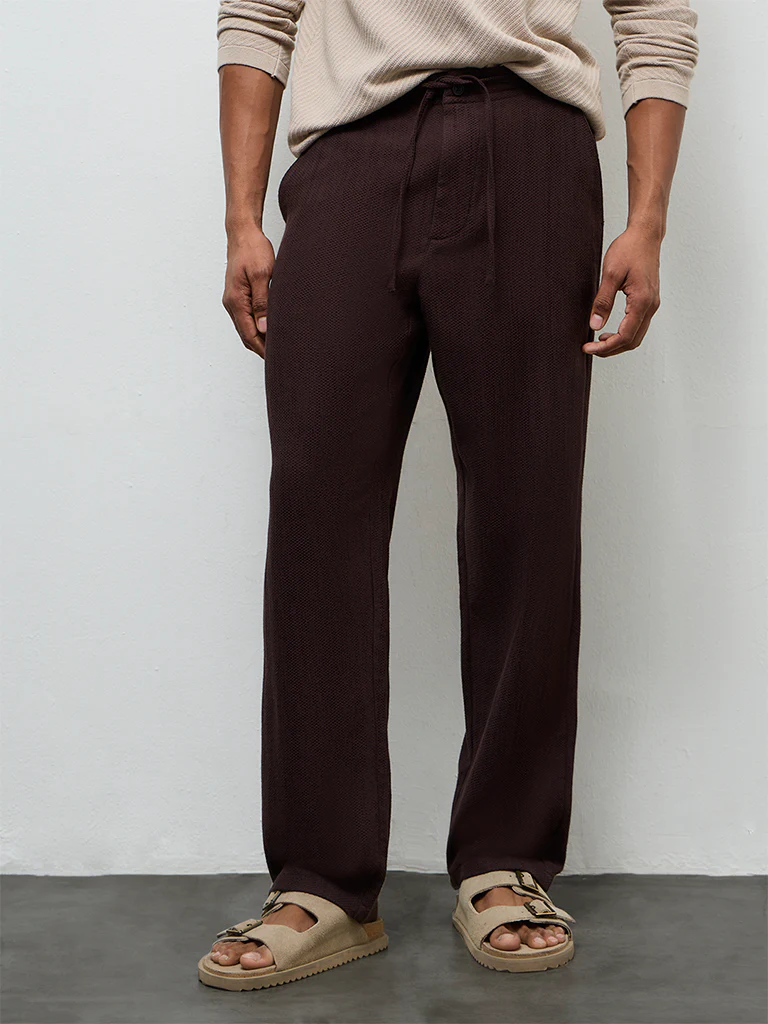 ETA Dark Brown Relaxed-Fit Mid-Rise Cotton Chinos - Image 2