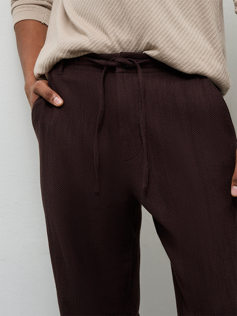 ETA Dark Brown Relaxed-Fit Mid-Rise Cotton Chinos - Image 3
