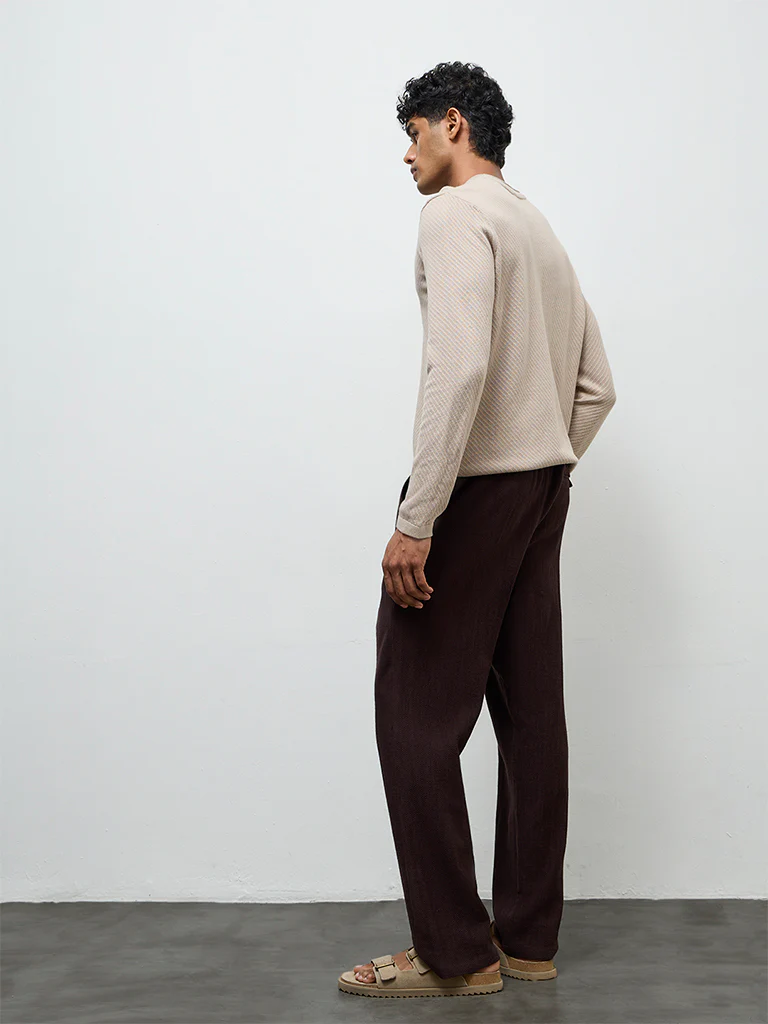 ETA Dark Brown Relaxed-Fit Mid-Rise Cotton Chinos - Image 4