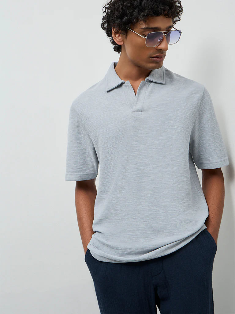 ETA Grey Relaxed-Fit Cotton-Blend T-Shirt - Image 2