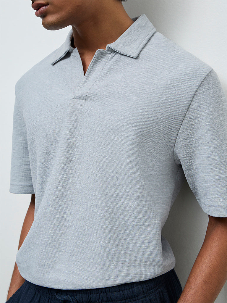 ETA Grey Relaxed-Fit Cotton-Blend T-Shirt - Image 3