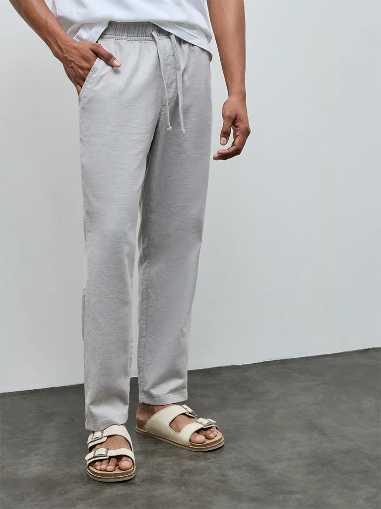ETA Grey Relaxed-Fit Mid-Rise Cotton Chinos - Image 2