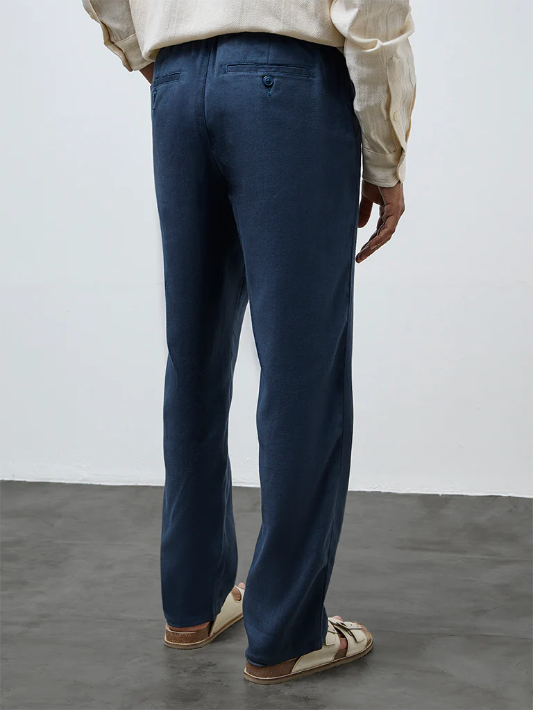 ETA Indigo Solid Relaxed-Fit Mid-Rise Cotton-Blend Chinos - Image 5