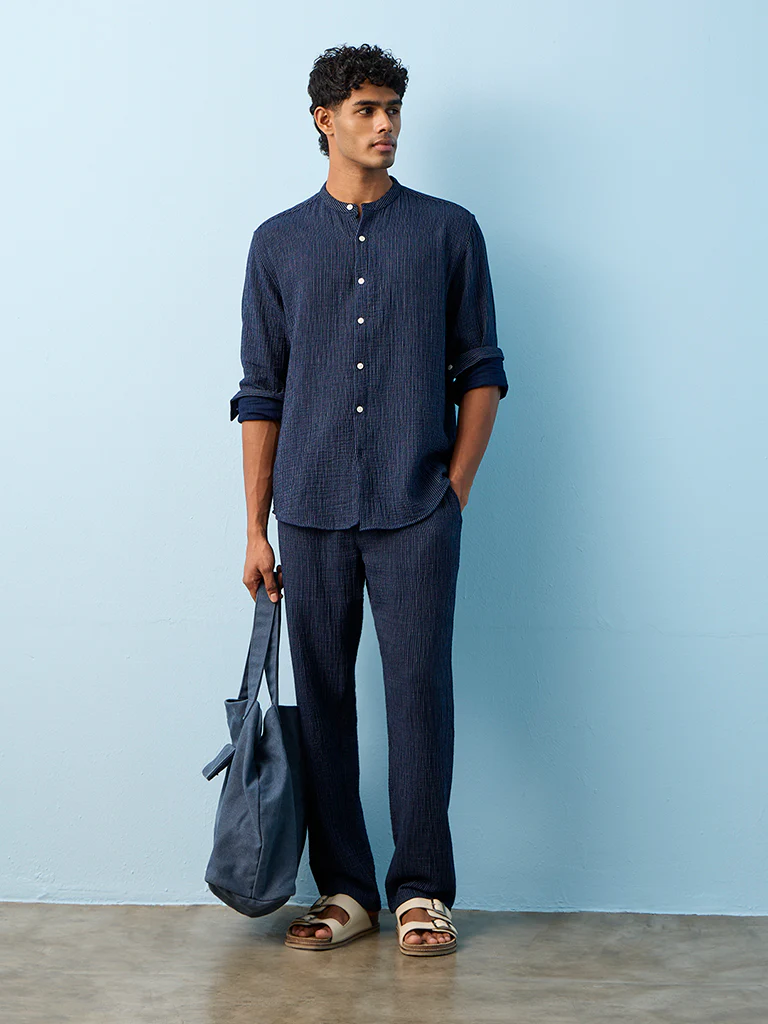 ETA Indigo Striped Relaxed-Fit Cotton Shirt