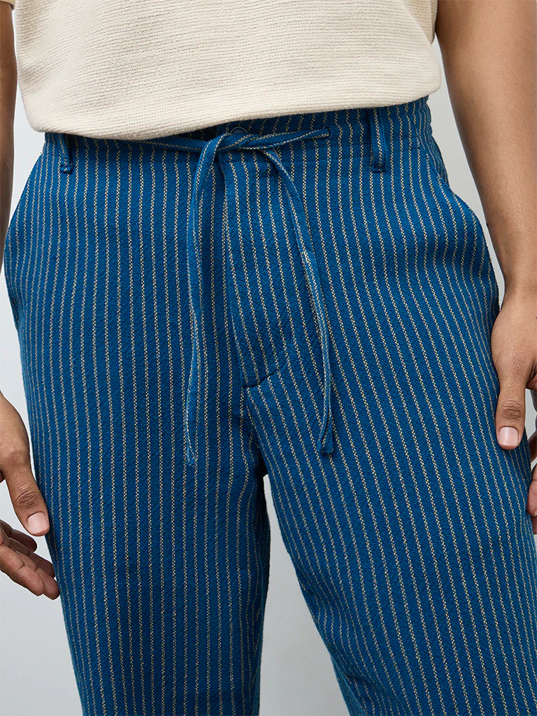 ETA Indigo Striped Relaxed-Fit Mid-Rise Cotton Chinos - Image 3