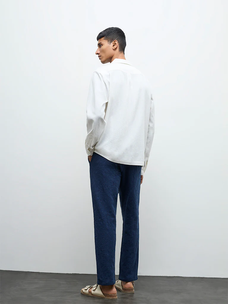 ETA Indigo Textured Relaxed-Fit Mid-Rise Cotton Chinos - Image 4