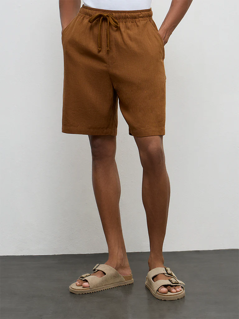 ETA Light Brown Relaxed-Fit Mid-Rise Shorts - Image 3