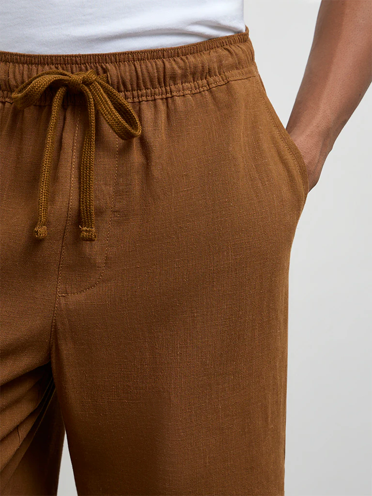 ETA Light Brown Relaxed-Fit Mid-Rise Shorts - Image 4