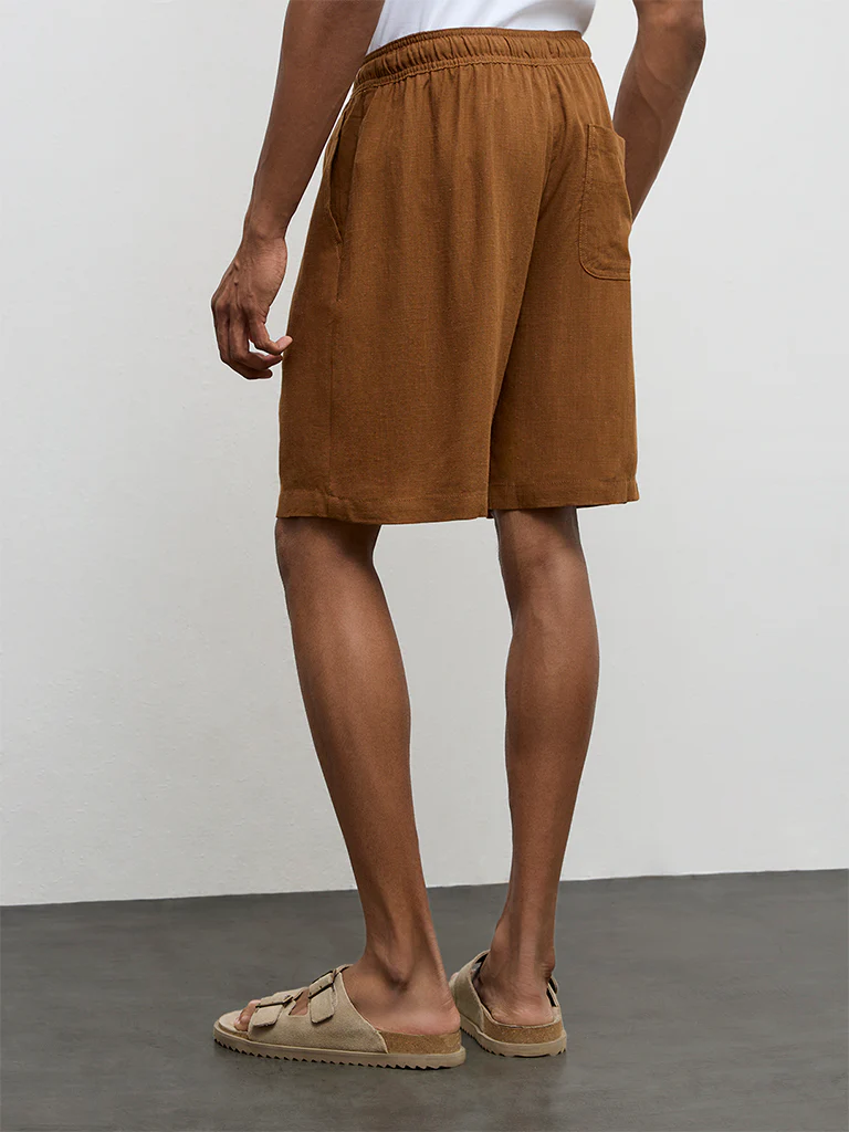 ETA Light Brown Relaxed-Fit Mid-Rise Shorts - Image 5