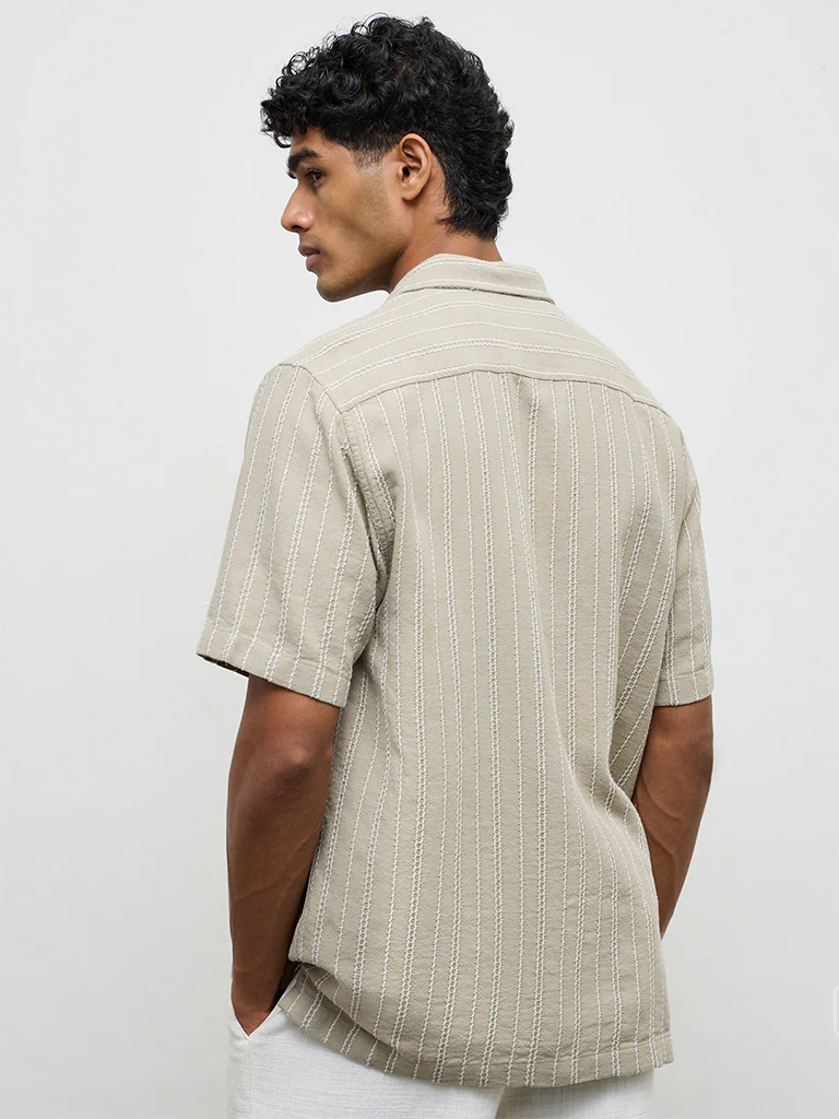 ETA Light Sage Nature-Inspired Relaxed-Fit Cotton Shirt - Image 5