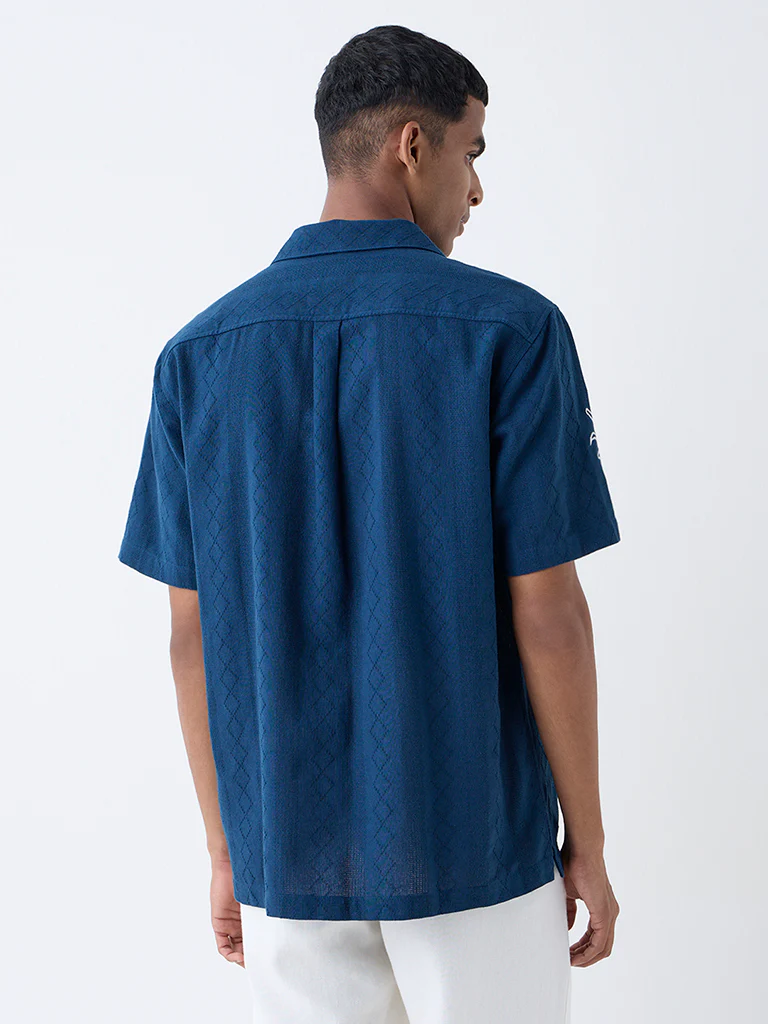 ETA Navy Embroidered Relaxed-Fit Shirt - Image 5