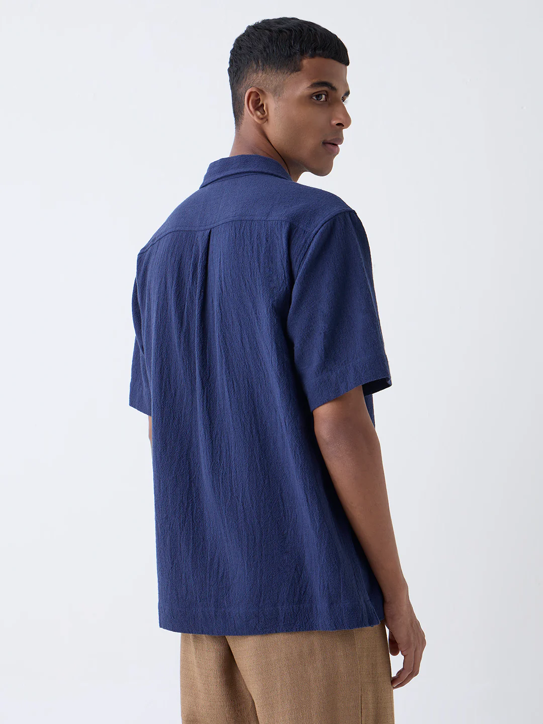 ETA Navy Floral Embroidered Relaxed-Fit Cotton Shirt - Image 4