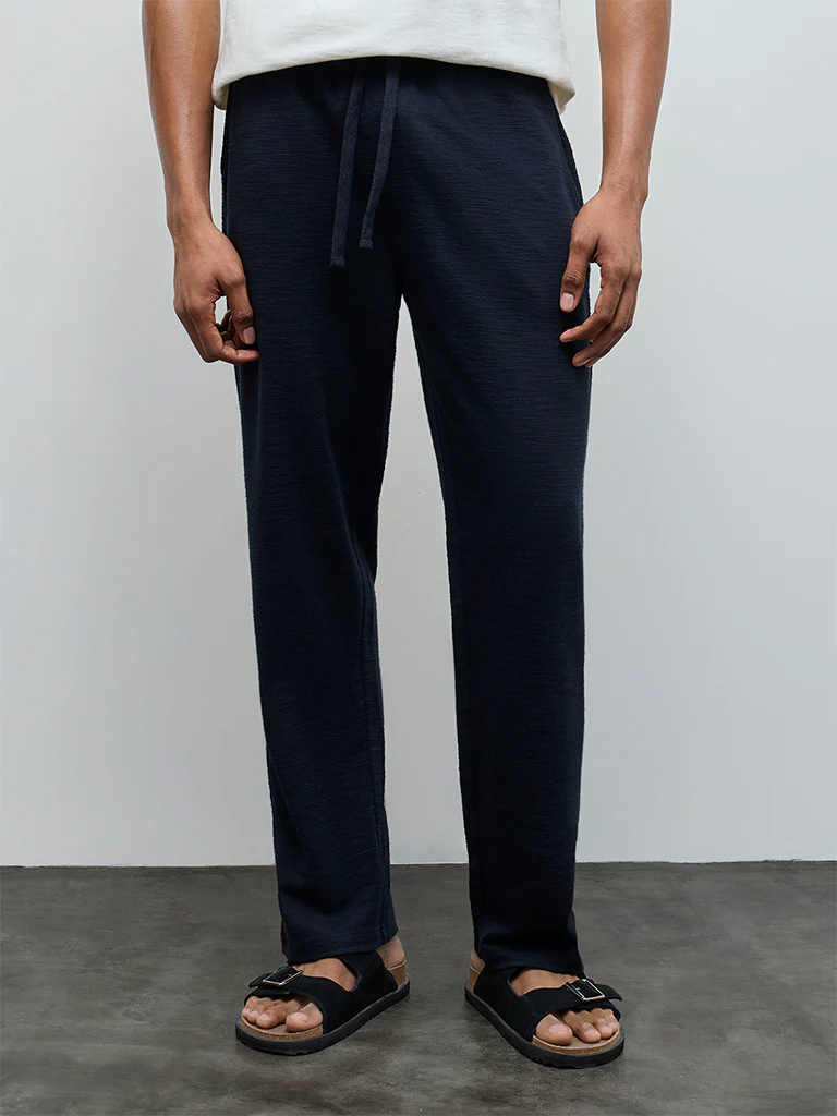 ETA Navy Relaxed-Fit Mid-Rise Cotton-Blend Chinos - Image 3