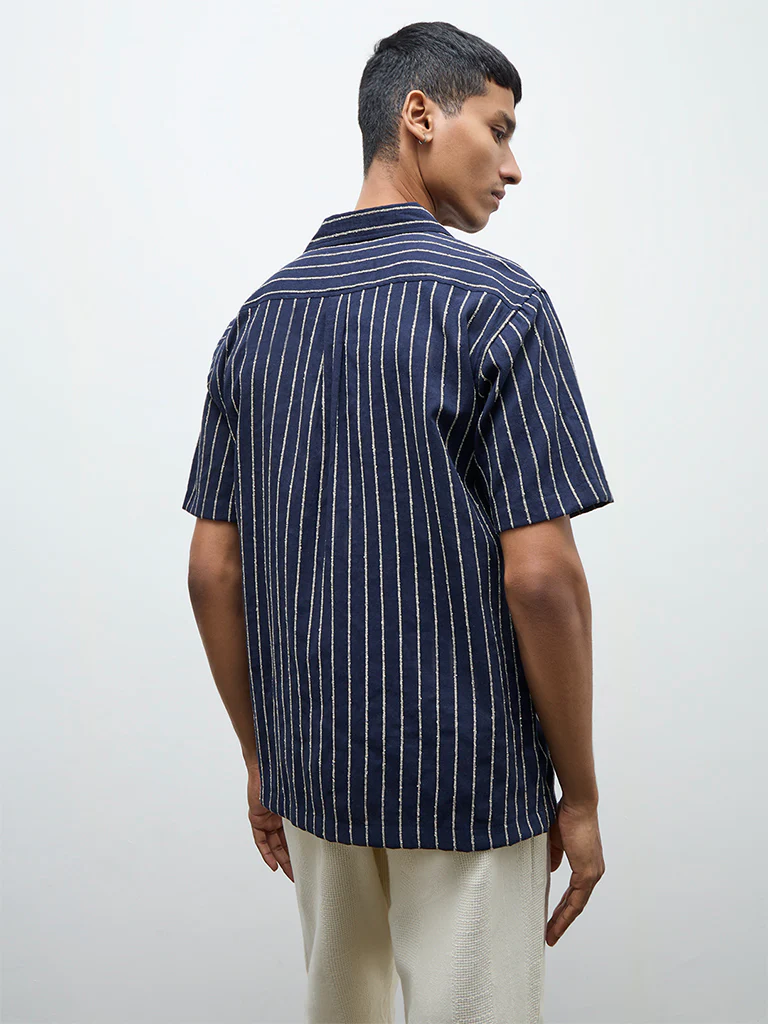 ETA Navy Striped Relaxed-Fit Shirt - Image 4