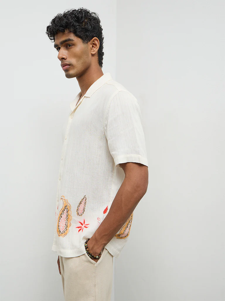 ETA Off-White Botanical Printed Relaxed-Fit Cotton Shirt - Image 2