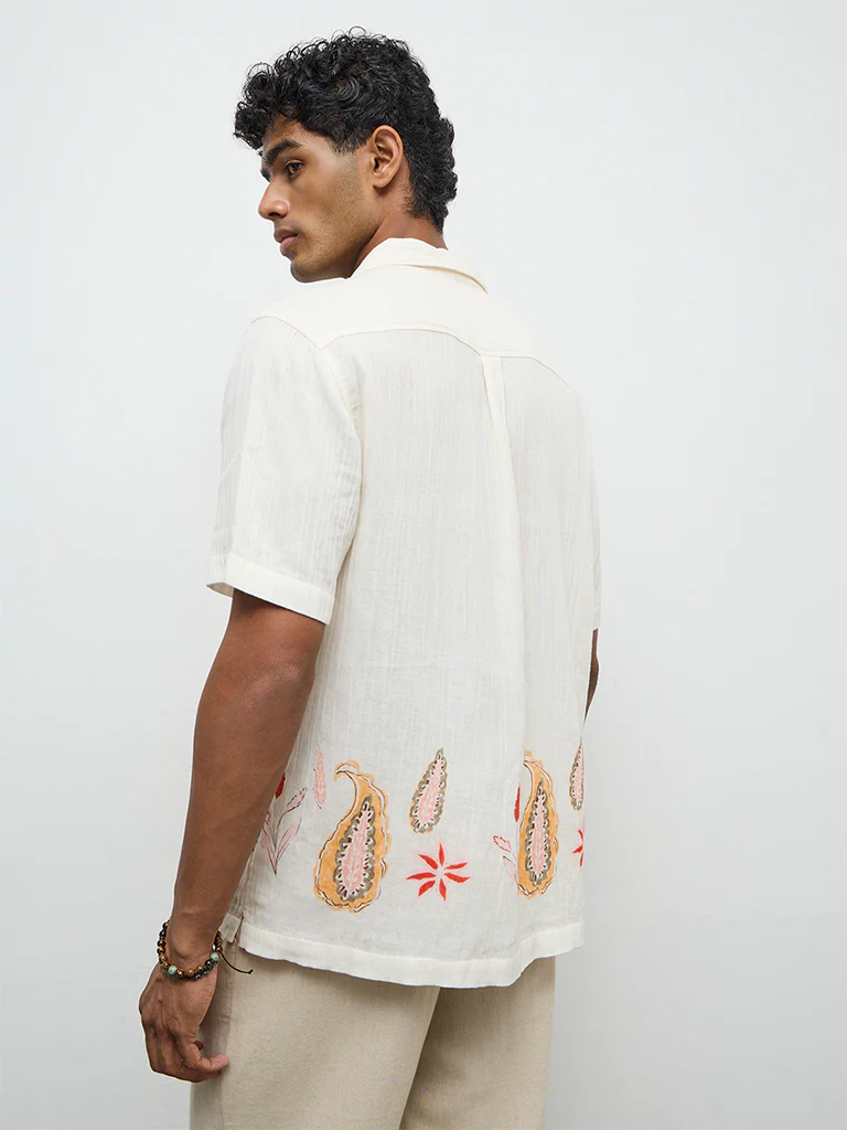 ETA Off-White Botanical Printed Relaxed-Fit Cotton Shirt - Image 4