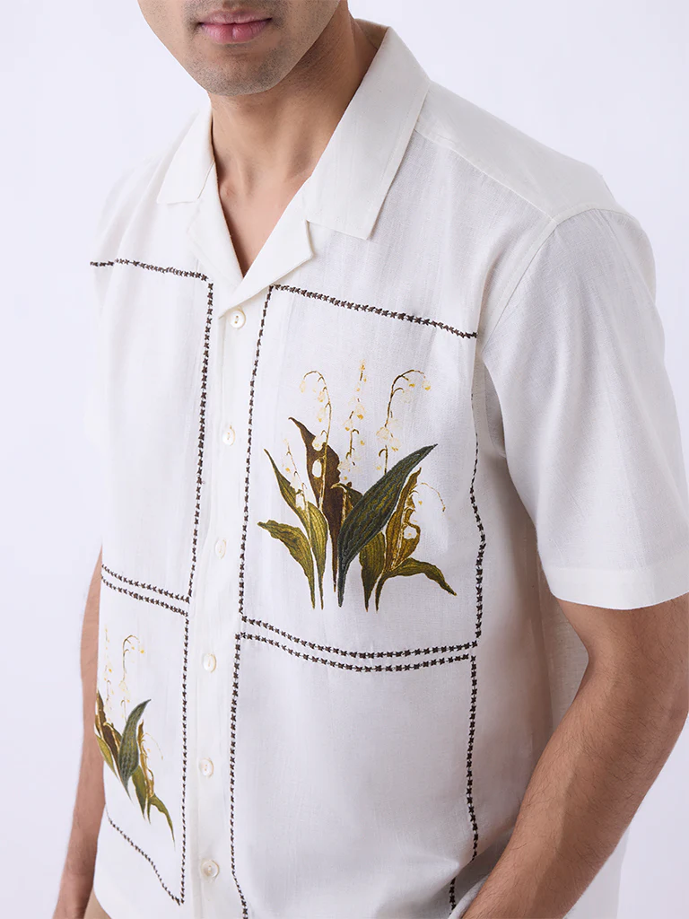 ETA Off-White Botanical Relaxed-Fit Cotton-Blend Shirt - Image 3