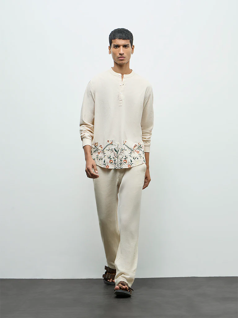 ETA Off-White Embroidered Relaxed-Fit Cotton Shirt - Image 2