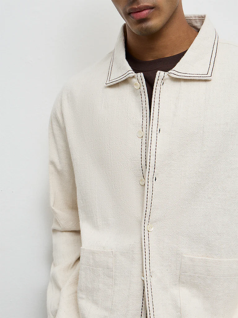 ETA Off-White Relaxed-Fit Cotton-Blend Jacket - Image 3