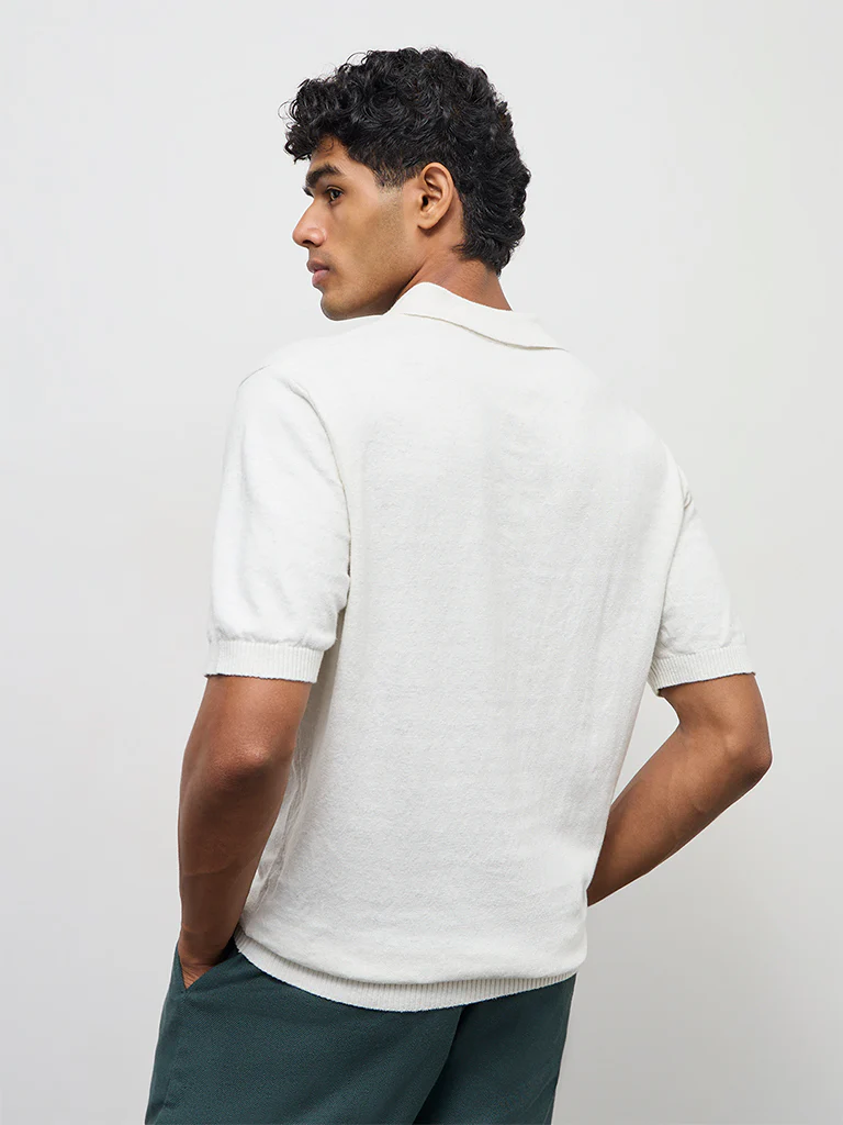ETA Off-White Relaxed-Fit Cotton-Blend Polo T-Shirt - Image 5