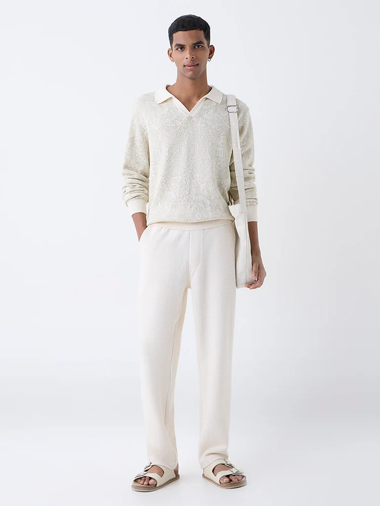 ETA Off-White Self-Patterned Knitted Relaxed-Fit Sweater