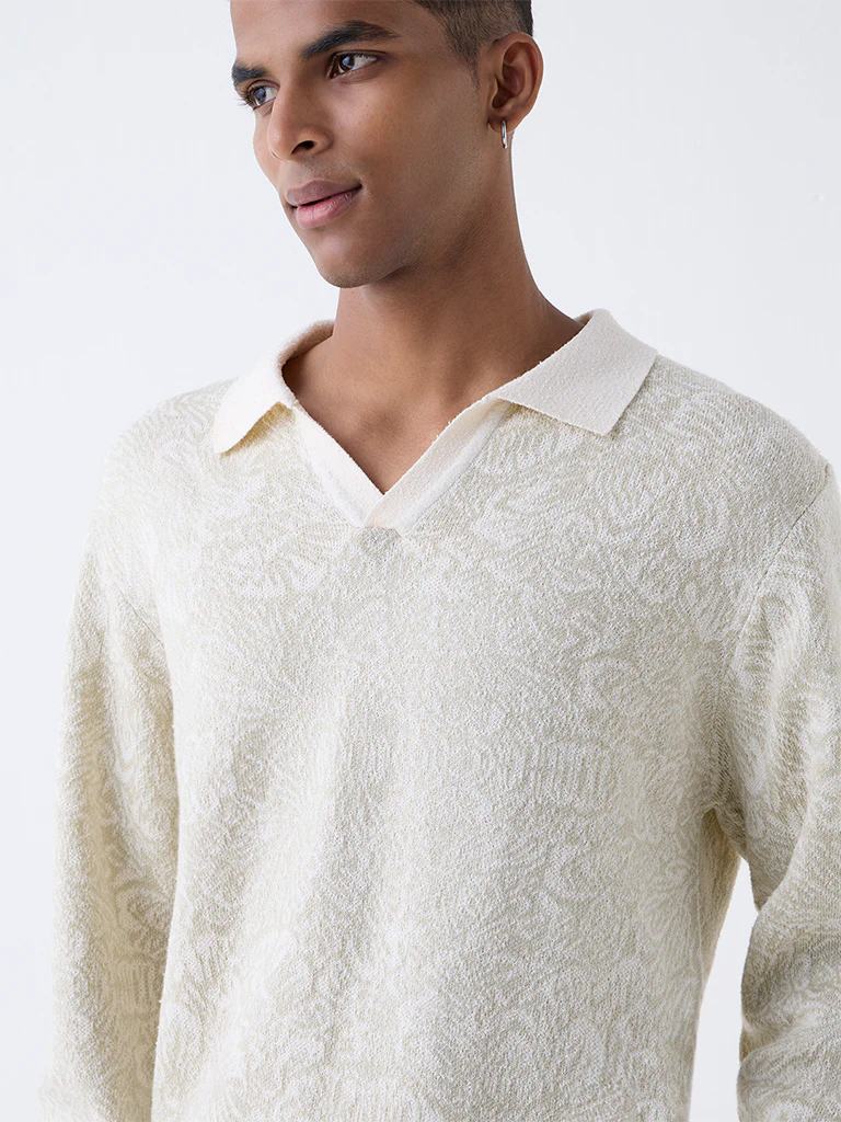 ETA Off-White Self-Patterned Knitted Relaxed-Fit Sweater - Image 3