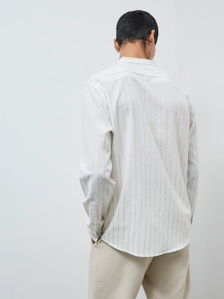 ETA Off-White Striped Relaxed-Fit Cotton Shirt - Image 4