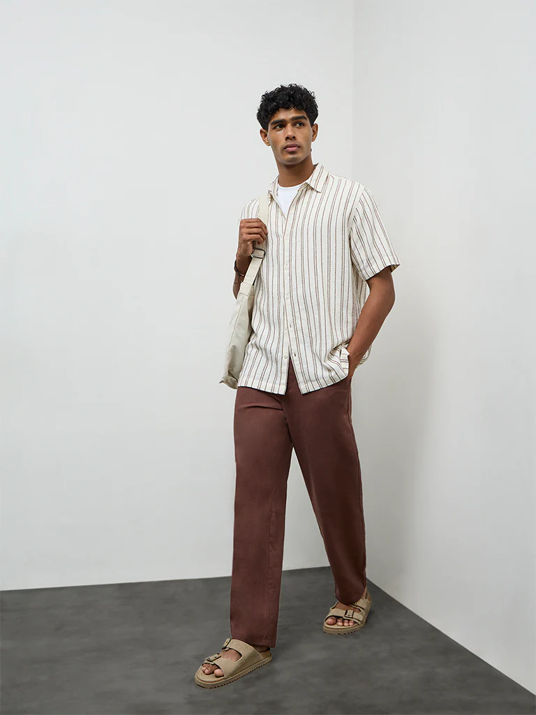 ETA Off-White Striped Relaxed-Fit Cotton Shirt - Image 2