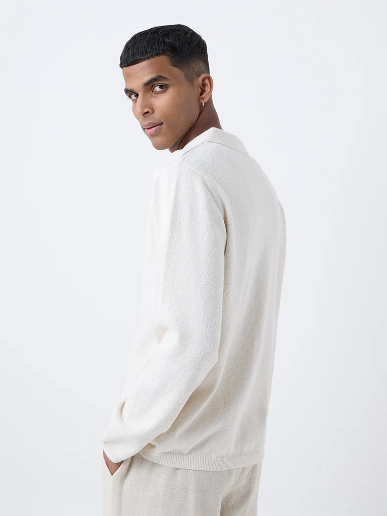 ETA Off-White Textured Relaxed-Fit Cotton-Blend Sweater - Image 5