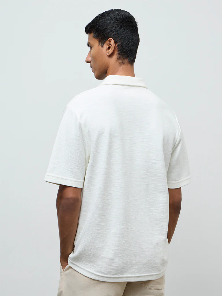 ETA Off-White Textured Relaxed-Fit Cotton-Blend T-Shirt - Image 5