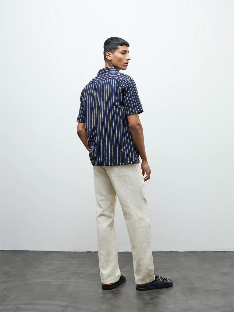 ETA Off-White Textured Relaxed-Fit Mid-Rise Cotton Chinos - Image 4