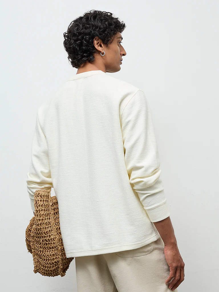 ETA Off-White Waffle-Textured Relaxed-Fit Cotton-Blend T-Shirt - Image 5