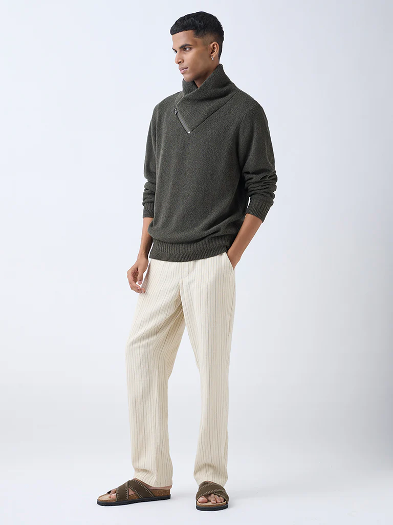 ETA Olive Knit-Textured Relaxed-Fit Sweater - Image 2