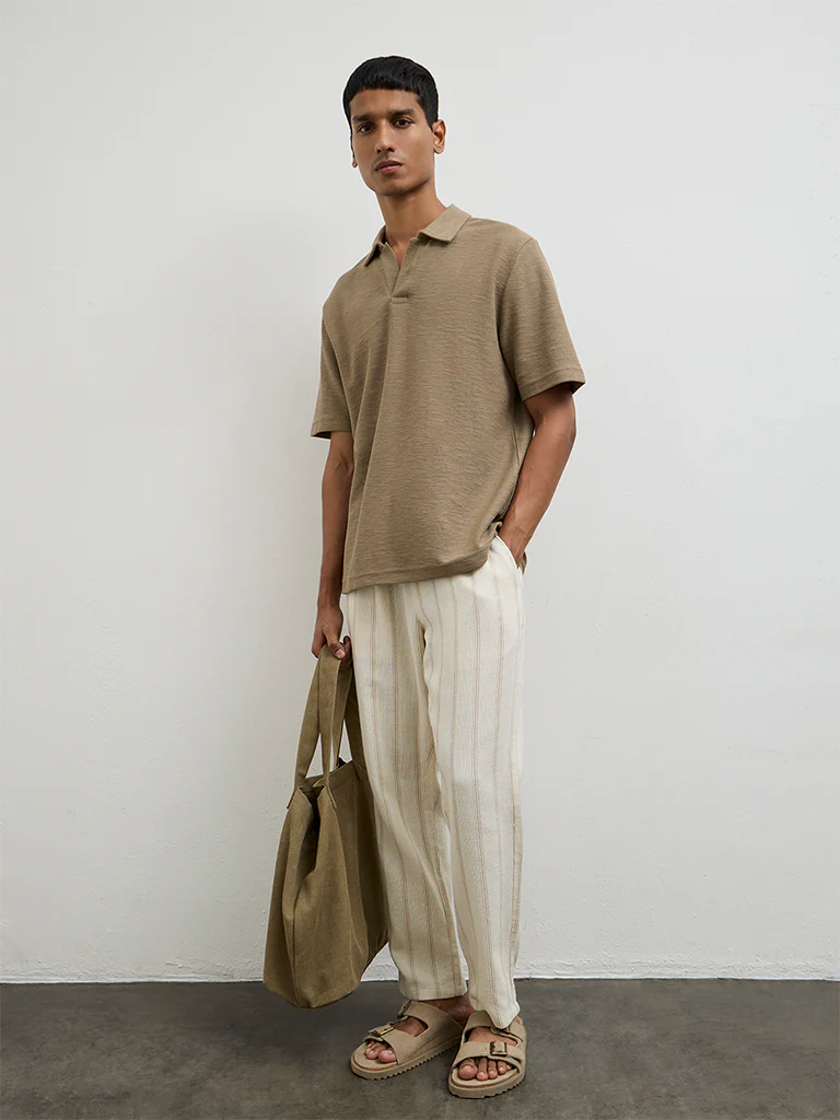ETA Olive Melange Relaxed-Fit Cotton-Blend T-Shirt - Image 3