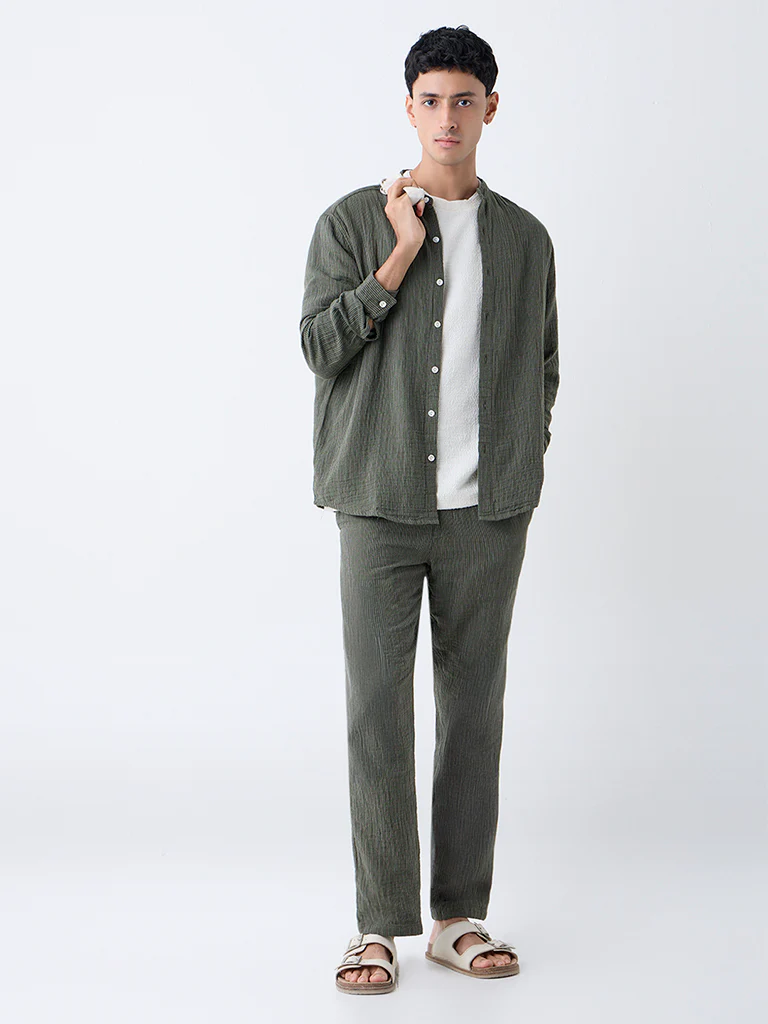 ETA Olive Relaxed-Fit Mid-Rise Cotton Pants - Exclusive