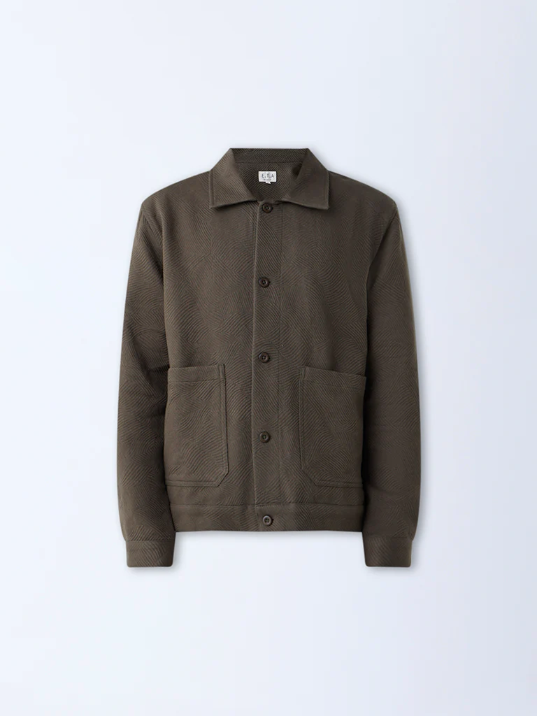 ETA Olive Textured Relaxed-Fit Cotton Jacket - Image 5