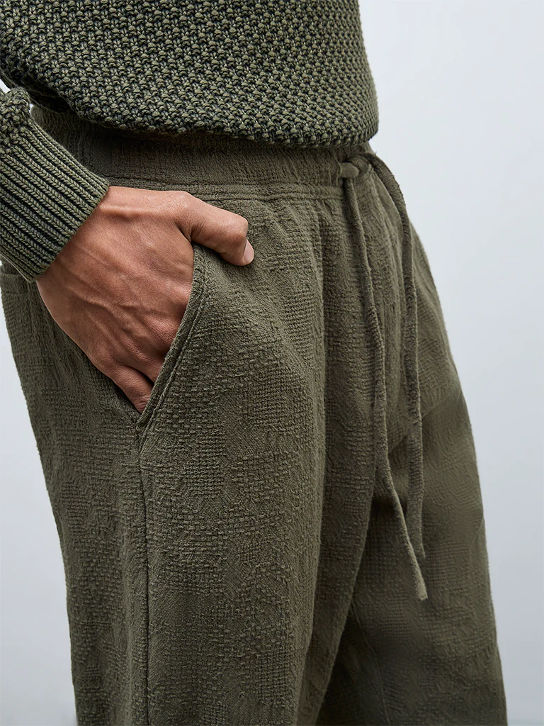 ETA Olive Textured Relaxed-Fit Mid-Rise Cotton Chinos - Image 4