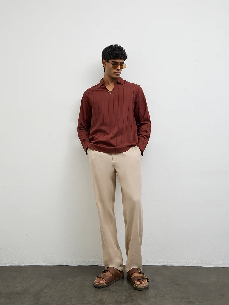 ETA Rust Self Relaxed Fit Cotton-Blend Shirt