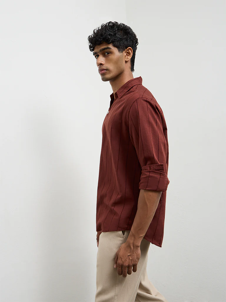 ETA Rust Self Relaxed Fit Cotton-Blend Shirt - Image 3