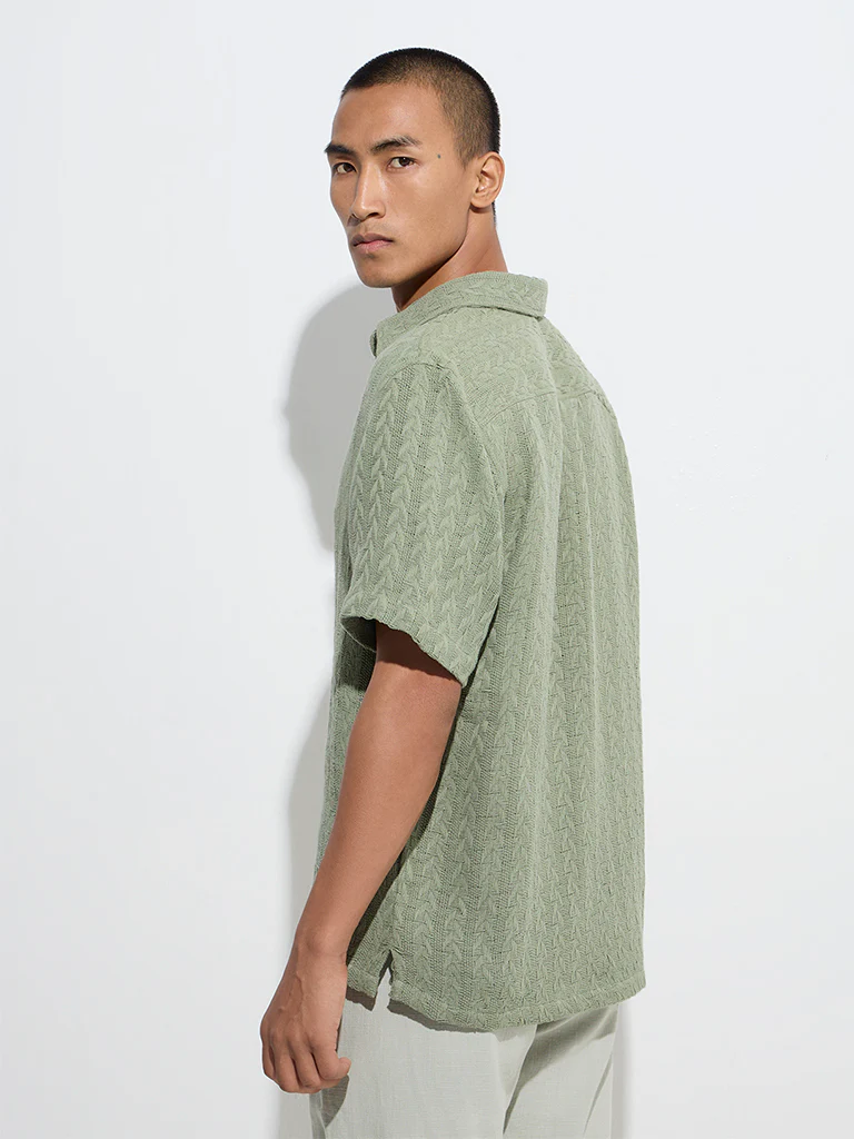 ETA Sage Knit-Textured Relaxed-Fit Cotton Shirt - Image 5
