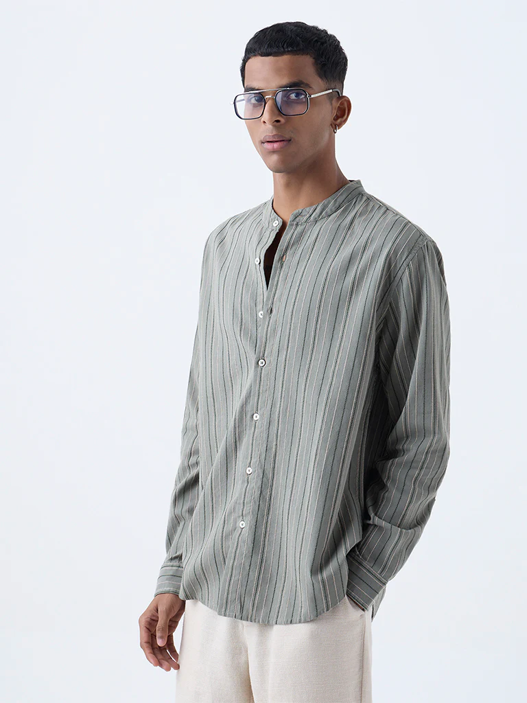 ETA Sage Striped Relaxed-Fit Cotton Shirt - Image 3